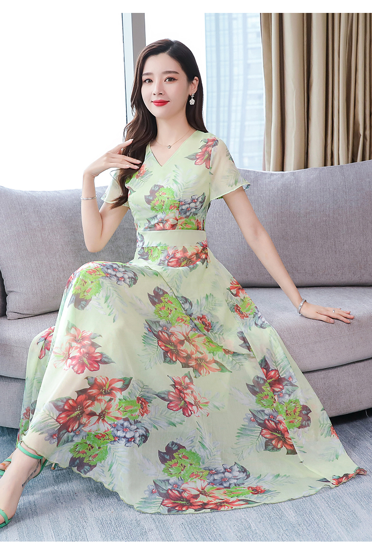 6256 雪纺连衣裙夏女2019流行新款夏季高端显瘦超仙碎花夏天裙子
