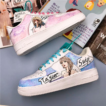 Personality guest-made hand-painted sneakers custom LISA Elegant Mouldy Taylor Female Star Realistic Portrait DIY (without shoes
