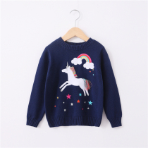 Childrens clothing Korean autumn and winter childrens girls cotton cartoon embroidered sweater baby pullover sweater bottoming shirt