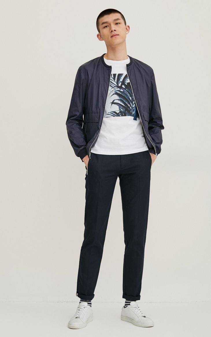 jack jones/杰克琼斯休闲轻薄罗纹圆领男风衣夹克外套e