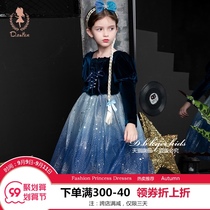 Girl autumn 2021 New Aissa princess dress shiny netting little girl frozen childrens dress