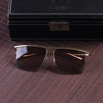 Crystal glasses mens pure natural stone mirror sunglasses sunglasses large high-grade pure titanium 18K gold Donghai