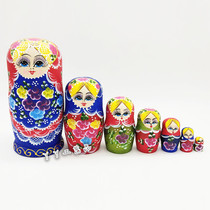 () Seven layers of blue Russian kit Wooden Toy Gift Wish Doll Couple Birthday Gifts