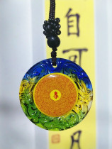Tie-edge glazed pendants pendant pendant necklace yellow rope diameter 3 6 cm