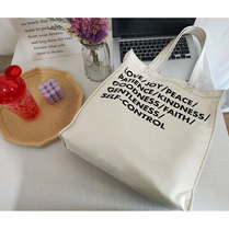 Japanese and Korean casual square canvas bag womens shoulder class Tote Bag tote bag thick Art bag car stitching