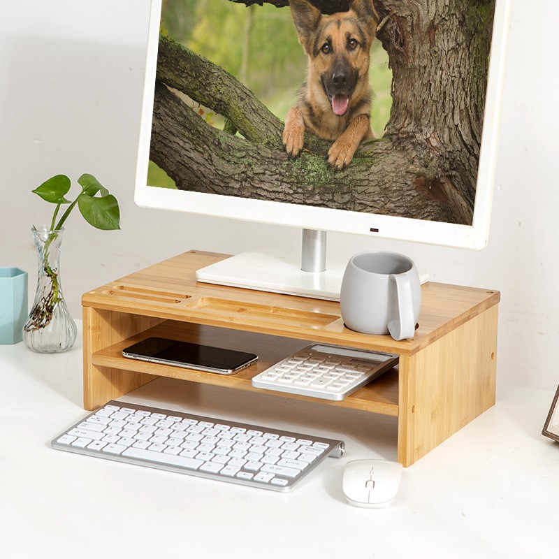 Creative who screen frame desktop office desktop receive bamboo base bracket display rack drawer place other people
