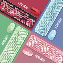 Skyscraper Wireless Keyboard mouse color lipstick cute desktop notebook girl punk keyboard office set