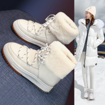 Snow boots Women 2020 new warm cotton shoes women winter plus velvet padded leather waterproof fur one-piece short boots