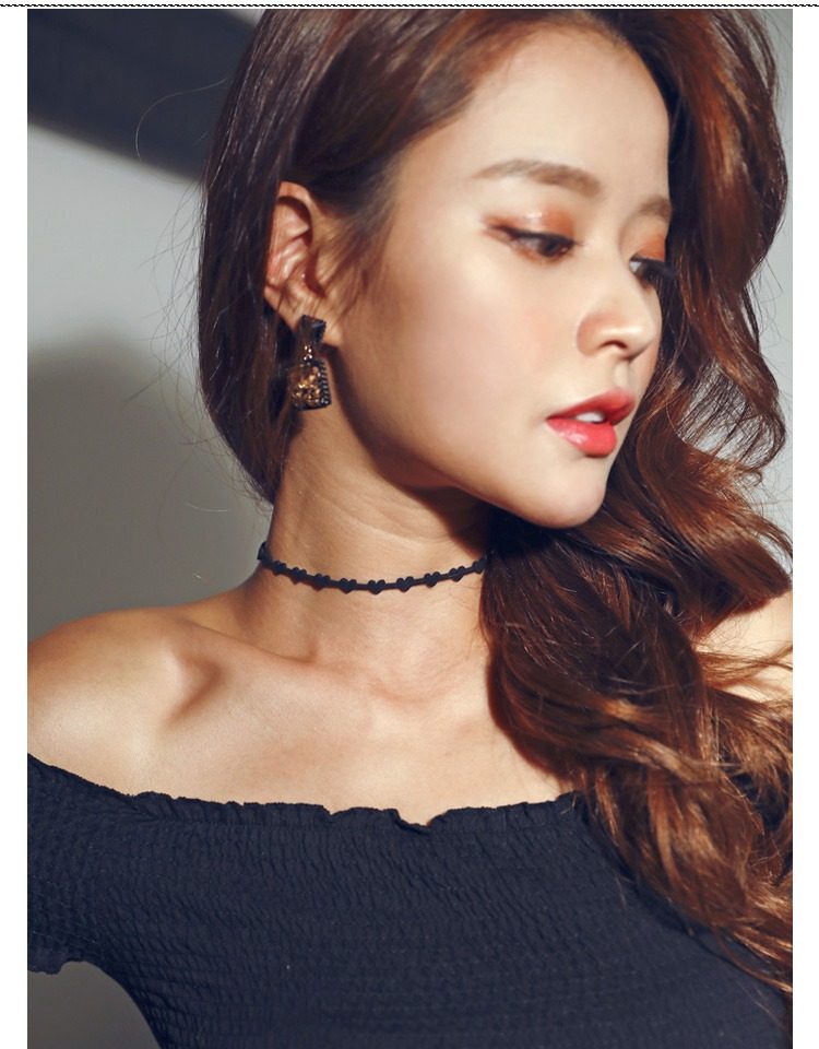 choker手工心形爱心绒皮质感短款锁骨项链 原宿颈链项圈chocker