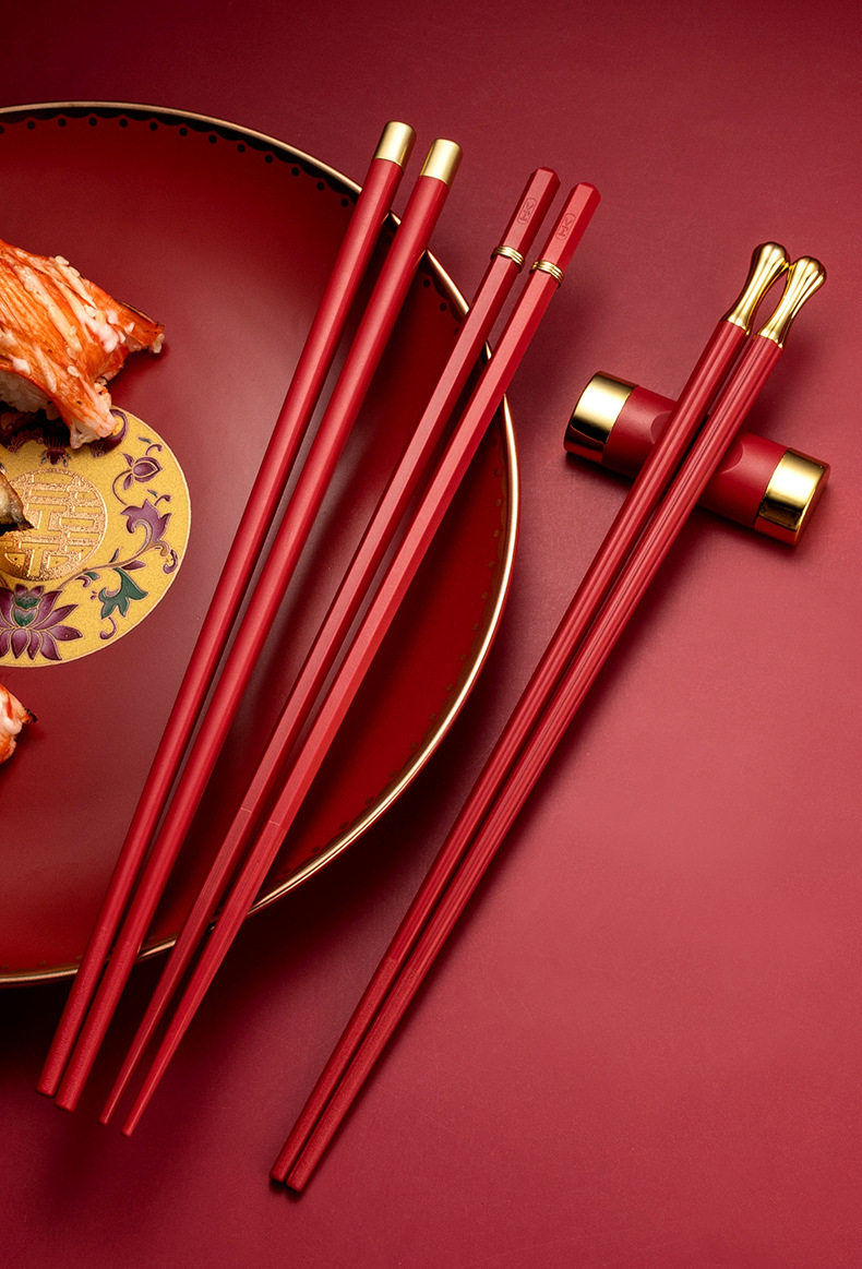 红色合金筷子家庭2021新款一人一筷彩色家用餐具防滑防霉中式