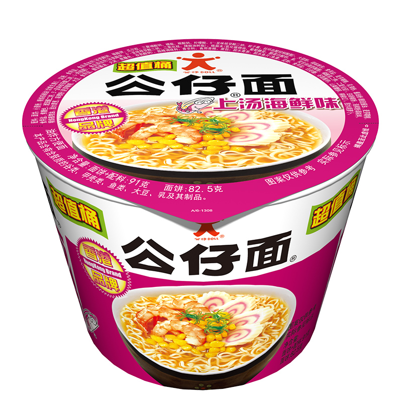【天猫超市】公仔 公仔桶面上汤海鲜味91g 香港品牌方便面/泡面