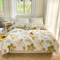 Internet celebrity quilt cover single piece pure cotton fresh green twill quilt cover dormitory single 150x200x230 double
