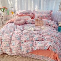 Four seasons high-end bed four-piece set pure cotton 100 cotton modern light luxury high-quality twill quilt cover bed sheet