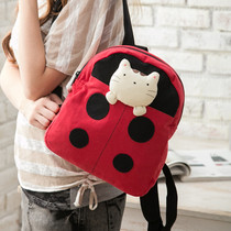 Taiwans pop-pop cat 110167 cute ladybug kitty cat childrens hand back double shoulder bag nursery school
