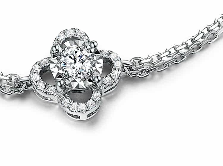 梵秀薇格白18k金群镶钻石手链女克拉钻石效果求结婚钻石首饰正品