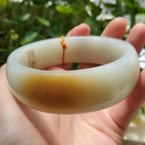 Dialect Hetian Jade boutique collection grade Xinjiang Qiemo mountain sugar white jade inner diameter 60mm circle mouth bracelet A