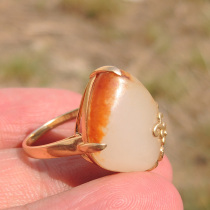 Dialect enterprise boutique rare famous products poly red live skin suet gold inlaid jade men's and women's fashion ring new o