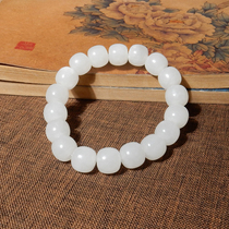 Dialect Hetian Jade special only 180 old Lao Keng Qinghai Mountain material White Jade old bead bracelet 11mm bracelet X