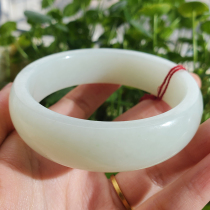 Dialect and Tian Jade boutique collection grade high quality mountain sheep fat white jade wide bracelet ladies jade bracelet A