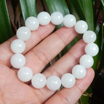 Dialect and Tian Jade new products recommended boutique fashion Qinghai material White Jade Mountain Material Mens and womens 12mm bracelet bracelet bracelet bracelet N