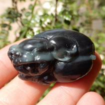 Dialect Hotan Jade Boutique Released Giant Leak Xinjiang Yulong River Blue and White Ink Jade Seed Material One Line Tianfa Fortune Pig Pendant W