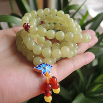 Dialect Hetian Jade special only 900 Yuan Collection level and final material 108 chicken oil yellow 8mm round beads hand string X