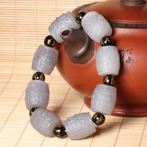 Dialect and Tian Jade Ex-gratia only RMB680 Special features Qinghai Yantai jade Double face imitation ancient behemoth barrel bead bracelet h
