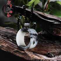Dialect Hetian Jade value-added fine seed material sheep fat jade bottom black and white landscape artistic mood Blue and white hanging solitary boat f