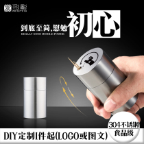 Customized logo: 304 stainless steel toothpick toothpick jar toothpick box thickening screw type