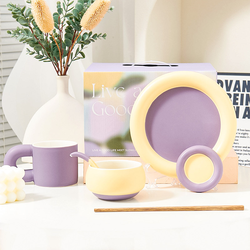 cream color matching series creative household ceramic evening plate combination good-looking tableware simple style tableware suit