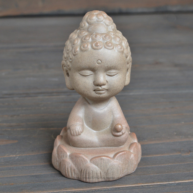 紫砂如来佛像摆件陶瓷如来佛摆件陶瓷娃娃摆件平安小佛摆件车饰品