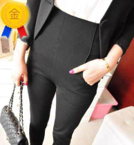 Spring high waist pants womens slim 9-point pants womens suit pants black pencil pants OL pants thin pants