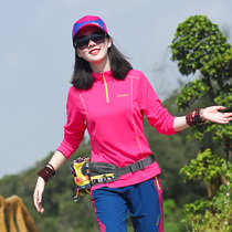 Autumn and winter outdoor sports womens long-sleeved quick-drying clothes running hiking sunscreen transparent