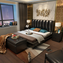 American leather bed Nordic main and second bedroom double bed 1 8 meters soft bag bed 1 5 simple modern American European bed