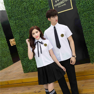 新款简约韩校园风校服男女黑白短长袖jk制服夏学生成人制服初高中