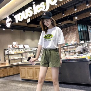 短裤女2019新款夏高腰外穿宽松运动休闲工装五分阔腿薄款 a字韩版