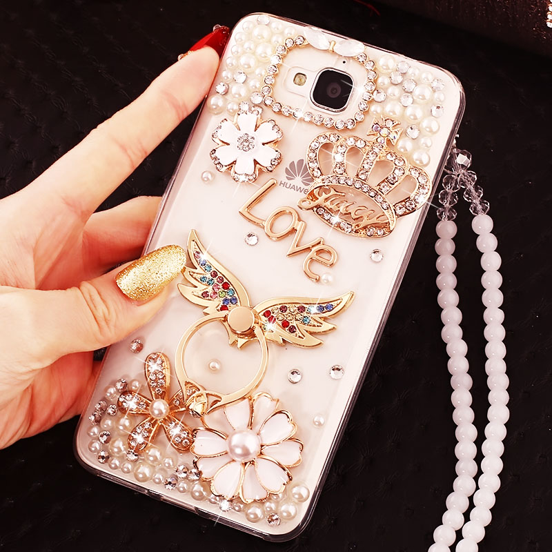 huawei glory 3c mobile phone shell h30t00 protective cover t10/u10 crystal diamond u00 with lanyard l01 transparent soft