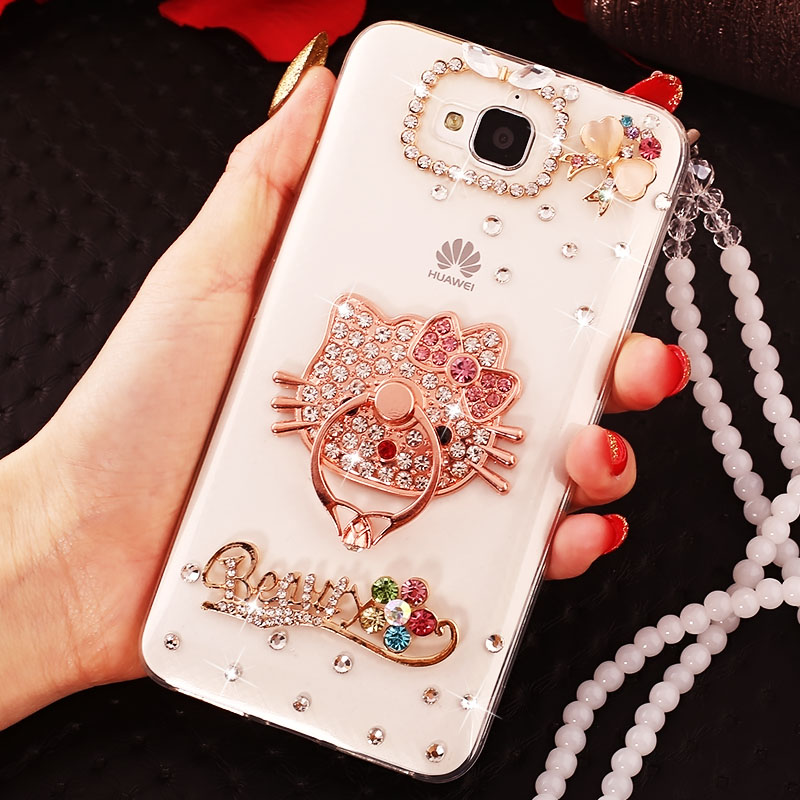 huawei glory 3c mobile phone shell h30t00 protective cover t10/u10 crystal diamond u00 with lanyard l01 transparent soft