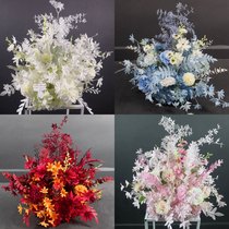 Wedding Celebration Flower Ball Wedding Hall Ttai Flower Platoon Silk Flower Pink Chinese Red Basin Flower Road Leading Floral Art Fake Flowers