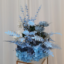 Wedding Celebration Foggy Blue Road Leading Flower Fake Flower Decoration Pendulum Wedding Flower Pot Flower Ball Simulation Floral Art Platoon Line of Flowers