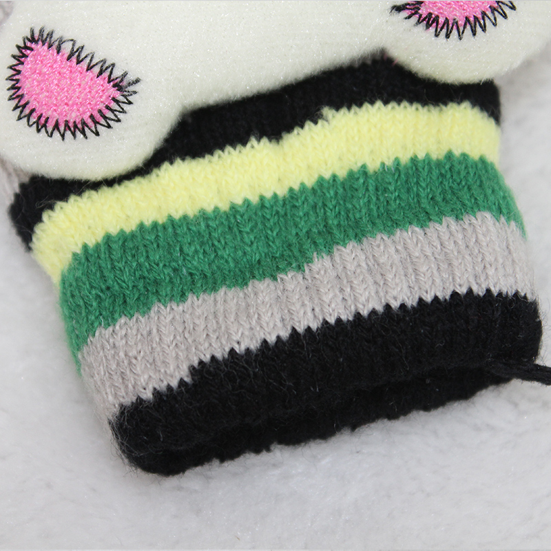 婴儿童保暖手套 男童女童毛线手套 幼儿园宝宝手套带绳 秋冬手套产品展示图5