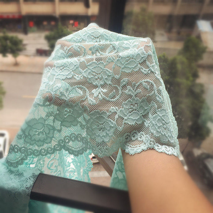 19厘米宽浅青绿色厚弹力刺绣蕾丝花边辅料服装裙子装饰5.8元一米