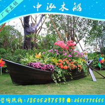 European wooden boat Two pointed wooden boat Landscape decoration boat Prop boat Handmade wooden boat Hand-rowed wooden boat