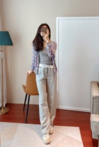 New clothes room French romantic printing Favorite linen knitwear is coming cardigan pullover