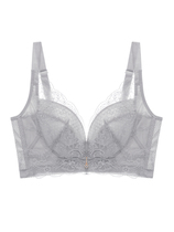 Lace Goodies Today Lingerie Women No Steel Ring Slim big code Sexy ultra slim Poly Collection Closeup Breast Bra Hood Grey Color