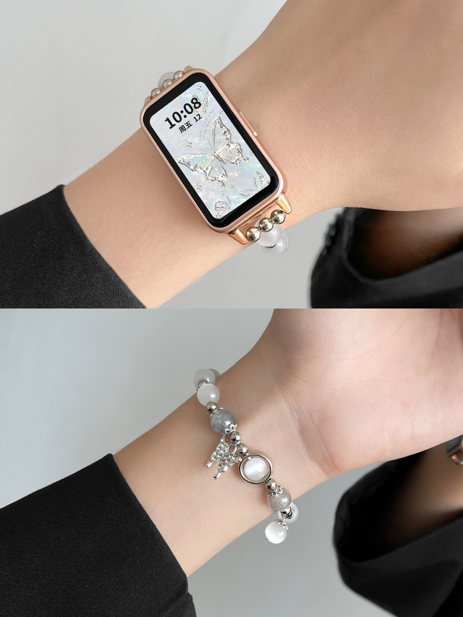 适用华为手环10/9/8nfc表带夏天女生新款手链荣耀7腕带6智能表链