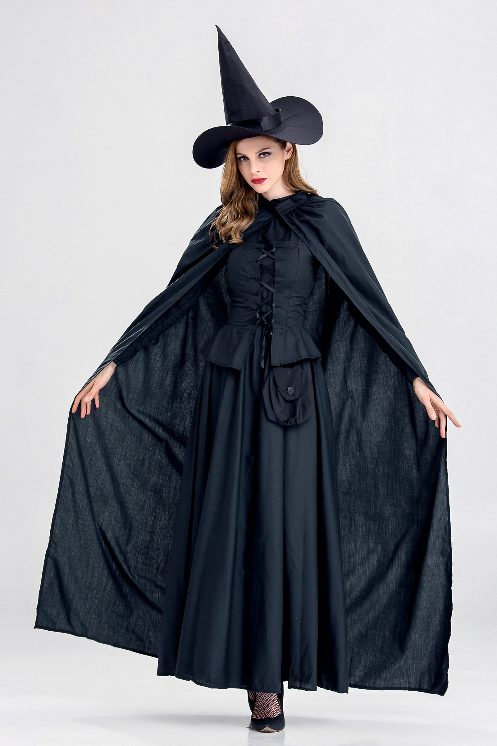 万圣节服装 halloween恶魔装 女巫装 cosplay吸血鬼 黑色扫把巫婆