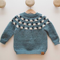 Laura childrens sheep jacquard sweater pullover Chinese knitting graphic text description drawing