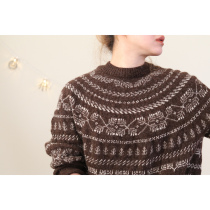 Twig junko jacquard loose pullover sweater Chinese knitting graphic text description drawing