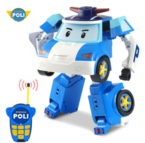Yinhui Purley remote control multi-function deformation police car Poli robot music sound and light children toy car 83185